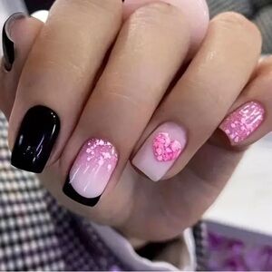 24pcs glossy short press on nails